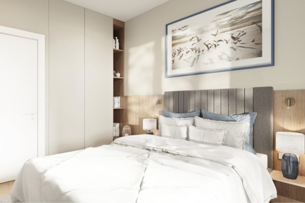 aranżacja sypialni w apartamentach inwestycyjnych Vela Resort